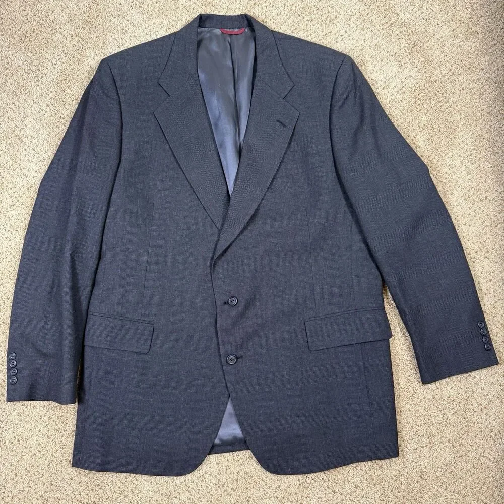 Jos. A. Bank 100% Wool Glen Plaid sport coat Grey 48L Classic two button Blazer